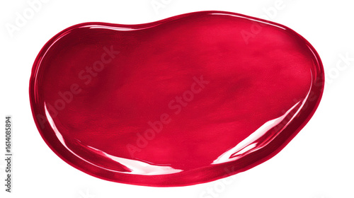 Watercolor a glossy red liquid blob with highlights, isolated on a transparent background