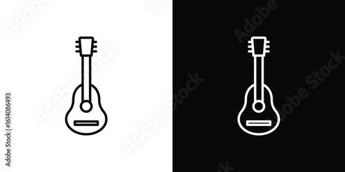 Ukulele icon. Simple flat symbol. Perfect Black outline pictogram illustration