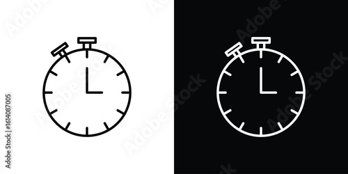 Stopwatch icon. Simple flat symbol. Perfect Black outline pictogram illustration