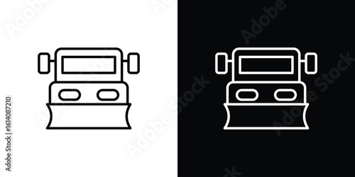 Snowplow icon. Simple flat symbol. Perfect Black outline pictogram illustration
