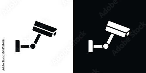 Security camera icon. Simple flat symbol. Perfect Black outline pictogram illustration