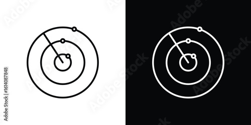 Radar detection icon. Simple flat symbol. Perfect Black outline pictogram illustration
