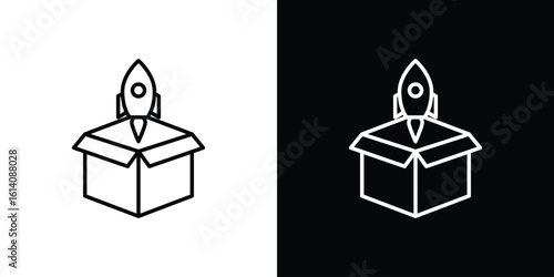 Product release icon. Simple flat symbol. Perfect Black outline pictogram illustration