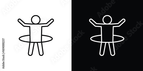 People Hula hop icon. Simple flat symbol. Perfect Black outline pictogram illustration