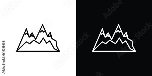 Mountain icon. Simple flat symbol. Perfect Black outline pictogram illustration