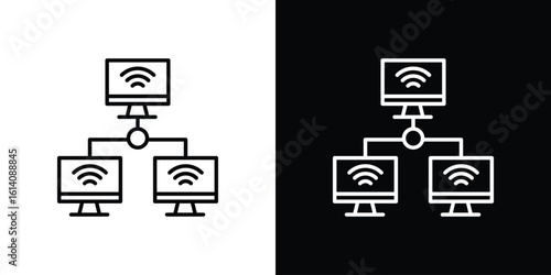 Local network icon. Simple flat symbol. Perfect Black outline pictogram illustration