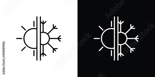 Hot and cold icon. Simple flat symbol. Perfect Black outline pictogram illustration
