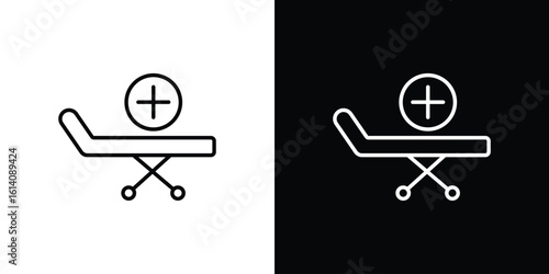 Hospital bed icon. Simple flat symbol. Perfect Black outline pictogram illustration