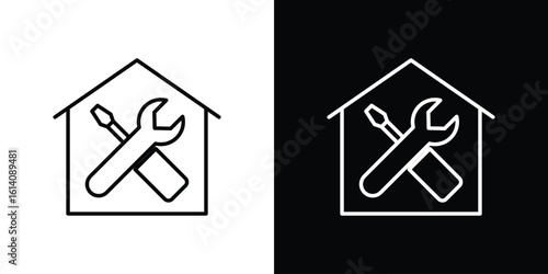 Home repair icon. Simple flat symbol. Perfect Black outline pictogram illustration