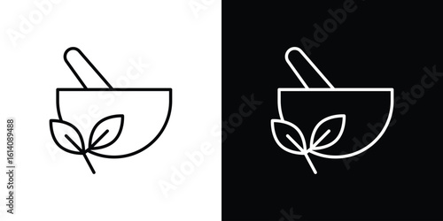 Herbal medicine icon. Simple flat symbol. Perfect Black outline pictogram illustration
