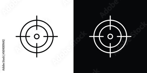 Gun target icon. Simple flat symbol. Perfect Black outline pictogram illustration