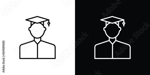 Graduated icon. Simple flat symbol. Perfect Black outline pictogram illustration
