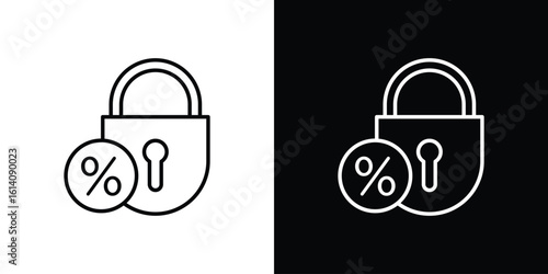 Fixed rate mortgage icon. Simple flat symbol. Perfect Black outline pictogram illustration