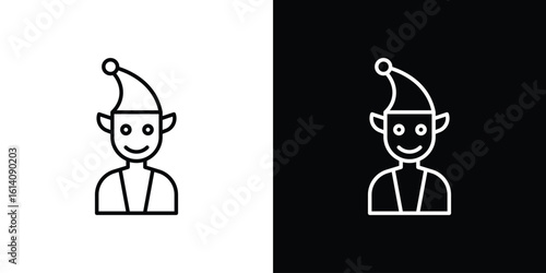Elf icon. Simple flat symbol. Perfect Black outline pictogram illustration