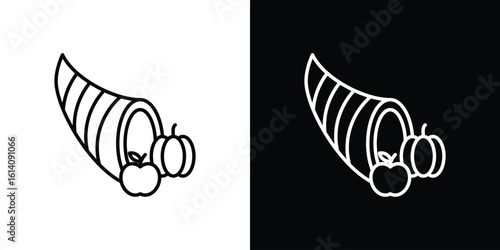 Cornucopia icon. Simple flat symbol. Perfect Black outline pictogram illustration