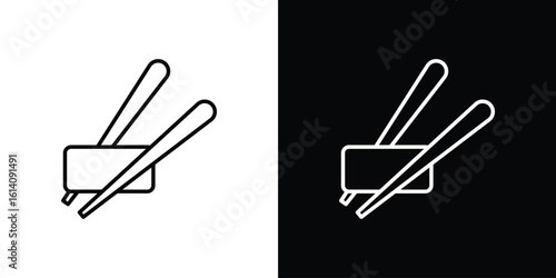 Chopsticks icon. Simple flat symbol. Perfect Black outline pictogram illustration