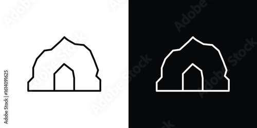 cave icon. Simple flat symbol. Perfect Black outline pictogram illustration