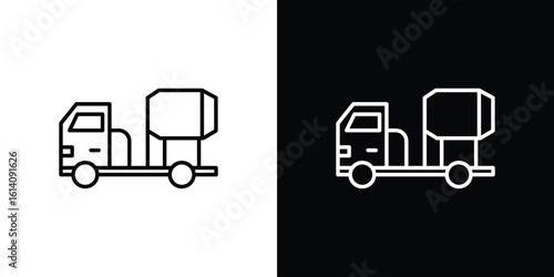 Cement truck icon. Simple flat symbol. Perfect Black outline pictogram illustration