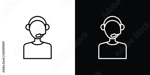Callcenter icon. Simple flat symbol. Perfect Black outline pictogram illustration