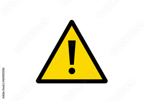 A yellow triangle with a exclamation point inside indicating a potential hazard or warning sign alert danger