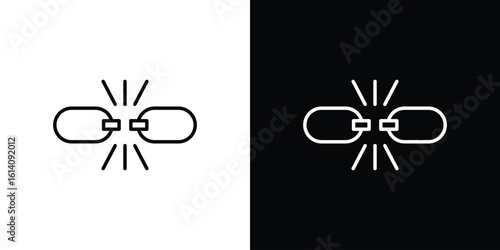 Broken link icon. Simple flat symbol. Perfect Black outline pictogram illustration