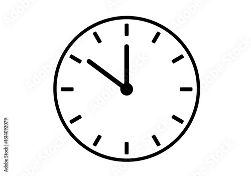 Illustration of a clock face with hour and minute hands showing the time at eleven o'clock sharp