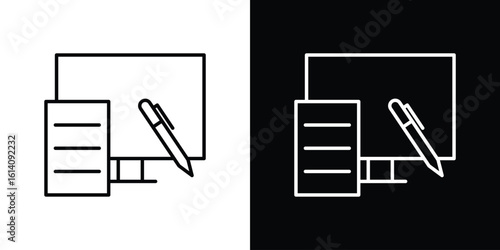 Blended learning icon. Simple flat symbol. Perfect Black outline pictogram illustration
