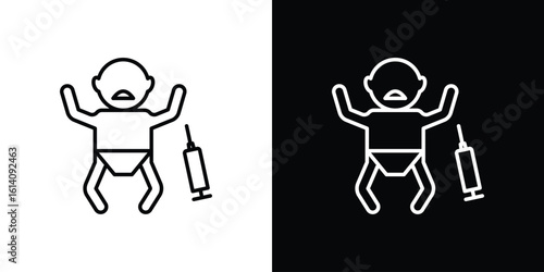 Baby Vaccination icon. Simple flat symbol. Perfect Black outline pictogram illustration