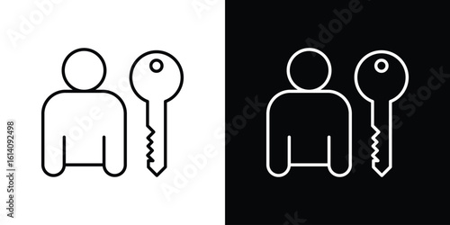 Authentication icon. Simple flat symbol. Perfect Black outline pictogram illustration