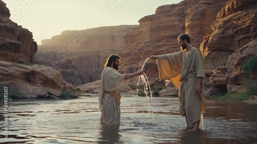Jesus being baptized.