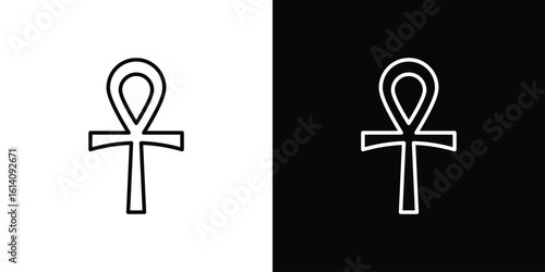 Ankh icon. Simple flat symbol. Perfect Black outline pictogram illustration