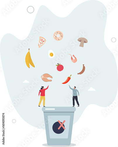 Save earth and throw away less food to avoid garbage.Zero waste for sustainable and environmental consumerism problem solution.