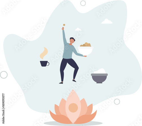 Ayurvedic diet and lifestyle for balanced body weight and wellness .human life.