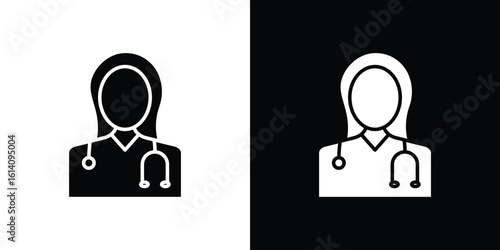 Woman Doctor icon symbol for Apps and Branding.