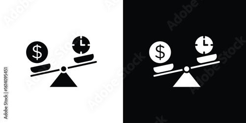 Time and money compare scale icon symbol for Apps and Branding.