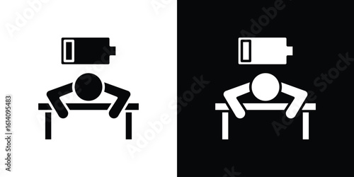 Tired person icon symbol for Apps and Branding.