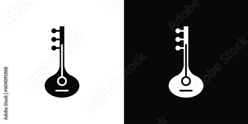 Sitar icon symbol for Apps and Branding.