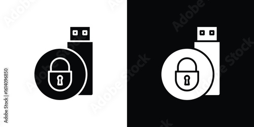 Pendrive security icon symbol for Apps and Branding.