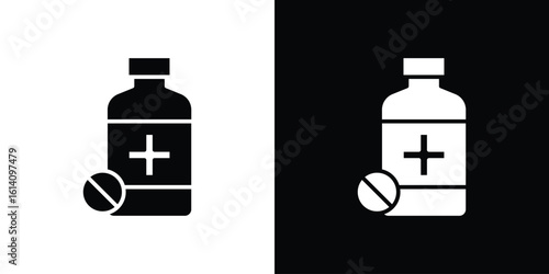 Medicine bottle icon symbol for Apps and Branding.