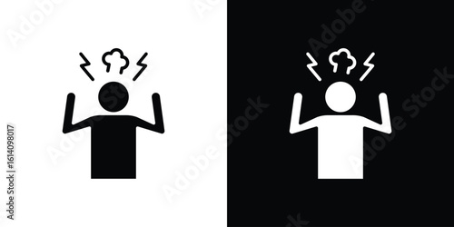 Irritated human icon symbol for Apps and Branding.