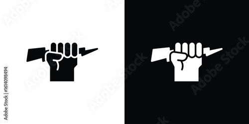 Hand with Power icon symbol for Apps and Branding.