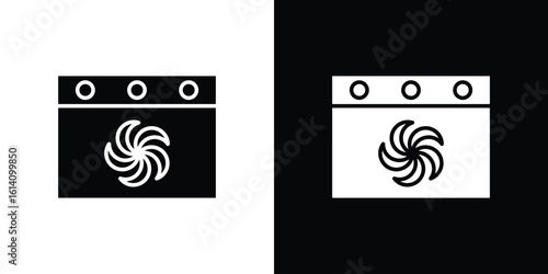 Convection turbofan stove icon symbol for Apps and Branding.