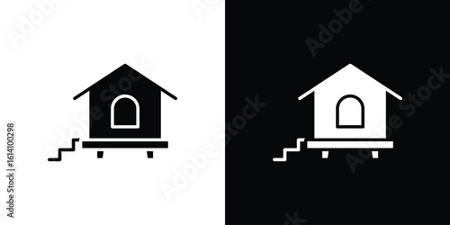 Chicken coop icon symbol for Apps and Branding.