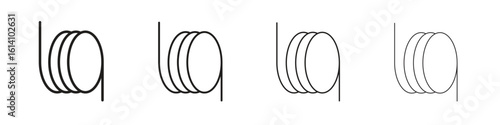 Wire coil icon set, Illustration, Black
