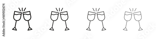 Wine toast icon set, Illustration, Black