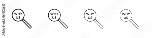 Why us icon set, Illustration, Black