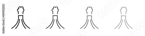 Volcano icon set, Illustration, Black