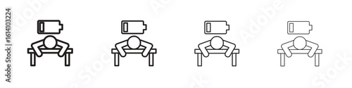 Tired person icon set, Illustration, Black