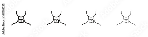 Thyroid icon set, Illustration, Black