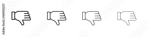 Thumb down icon set, Illustration, Black
